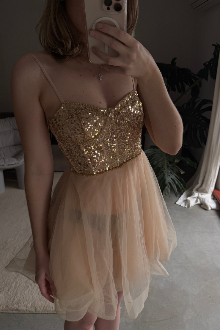 SAMPLE - TULLE BODICE MINI DRESS - SIZE XS/S