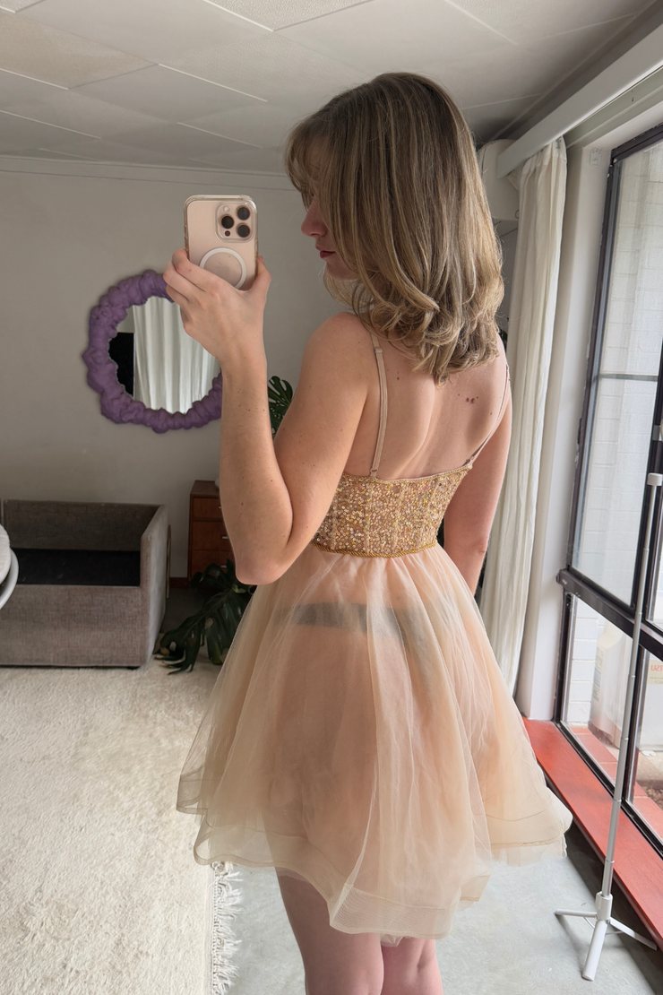 SAMPLE - TULLE BODICE MINI DRESS - SIZE XS/S