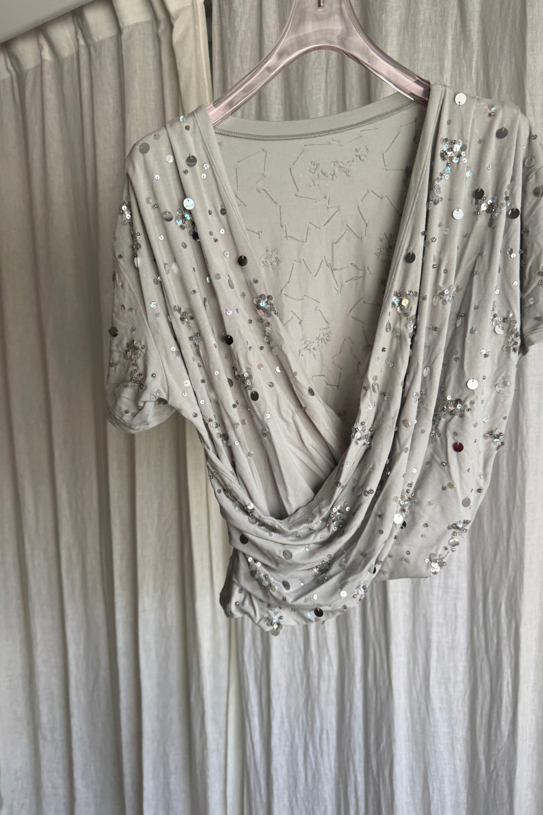 SAMPLE - Beaded Low neck draped top - Size S