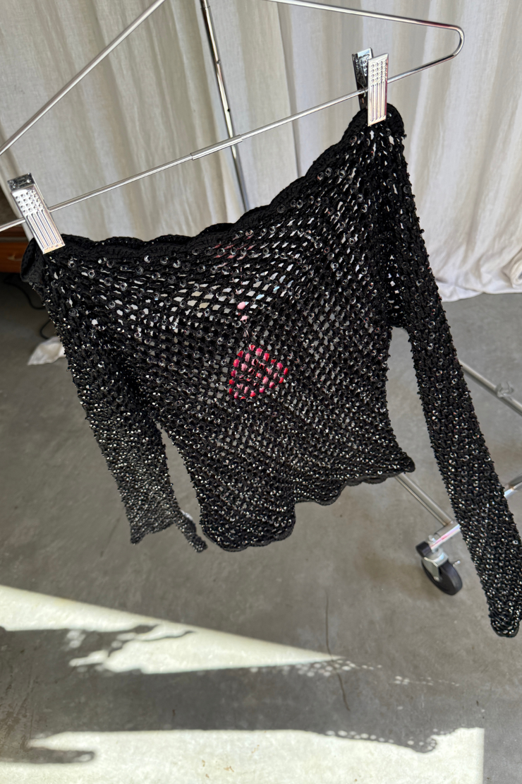 SAMPLE - CROPPED LONG SLEEVE CROTCHET TOP - SIZE S/M