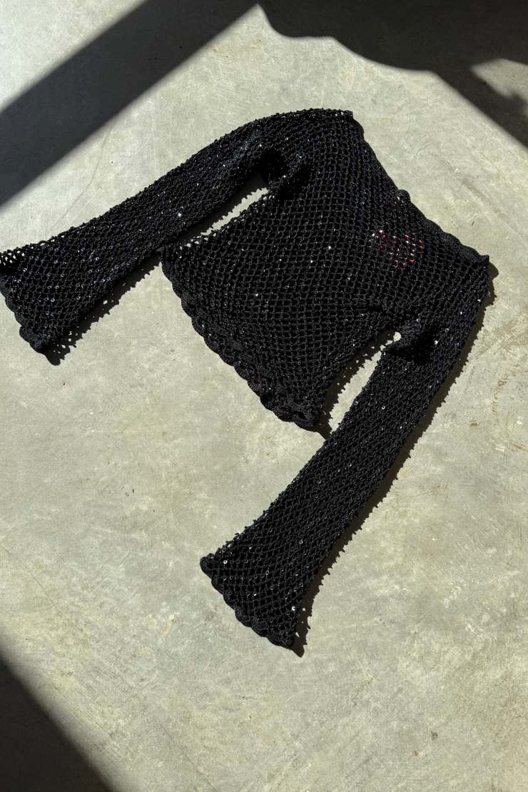 SAMPLE - CROPPED LONG SLEEVE CROTCHET TOP - SIZE S/M
