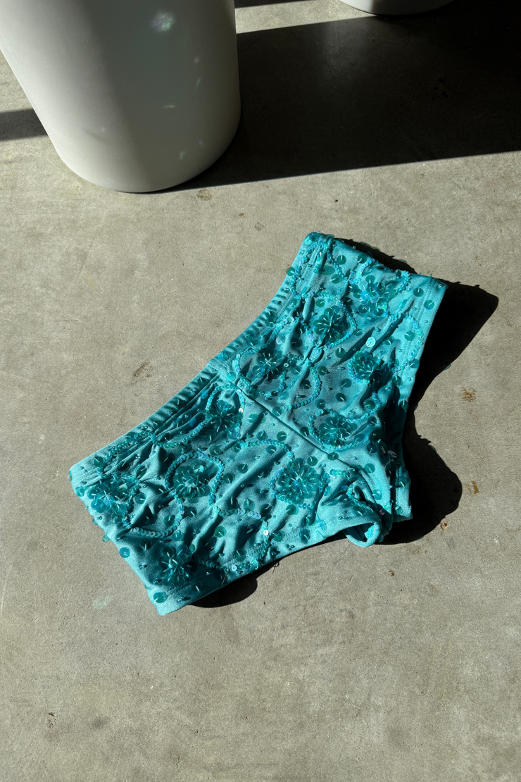 SAMPLE - TURQOUISE BOOTY SHORTS - SIZE XS/S