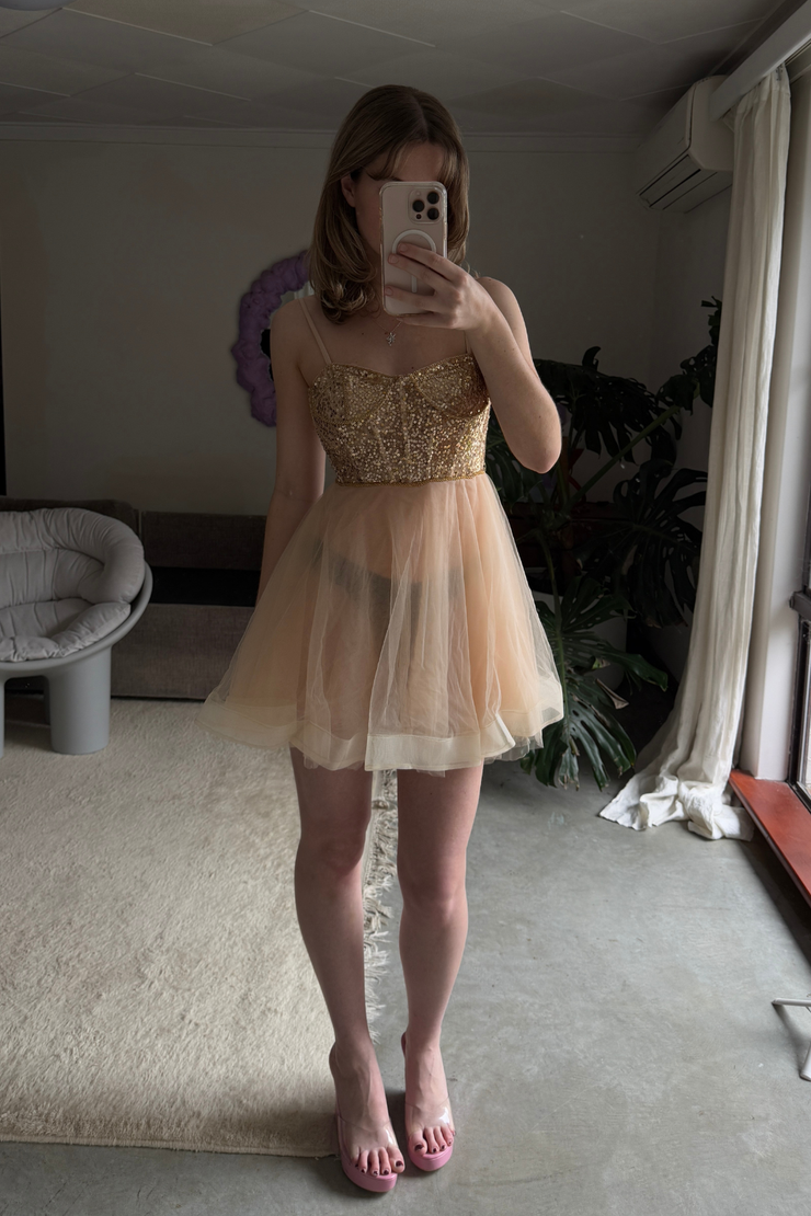 SAMPLE - TULLE BODICE MINI DRESS - SIZE XS/S